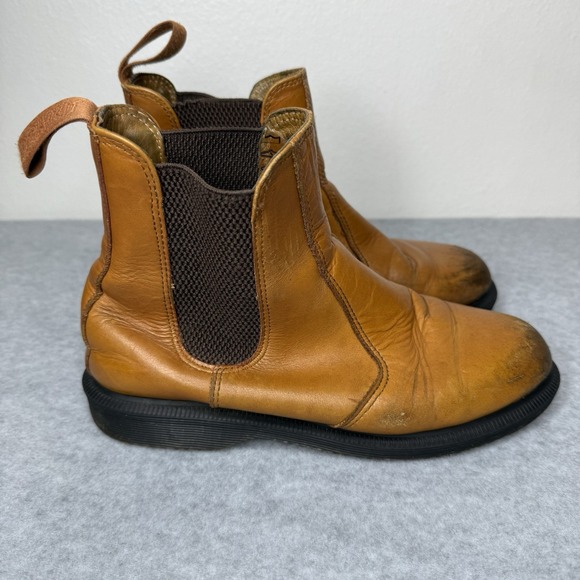 Dr Martens Cognac Flora Chelsea Pull On Boots Distressed Womens US 6 Two Toned - Picture 5 of 16
